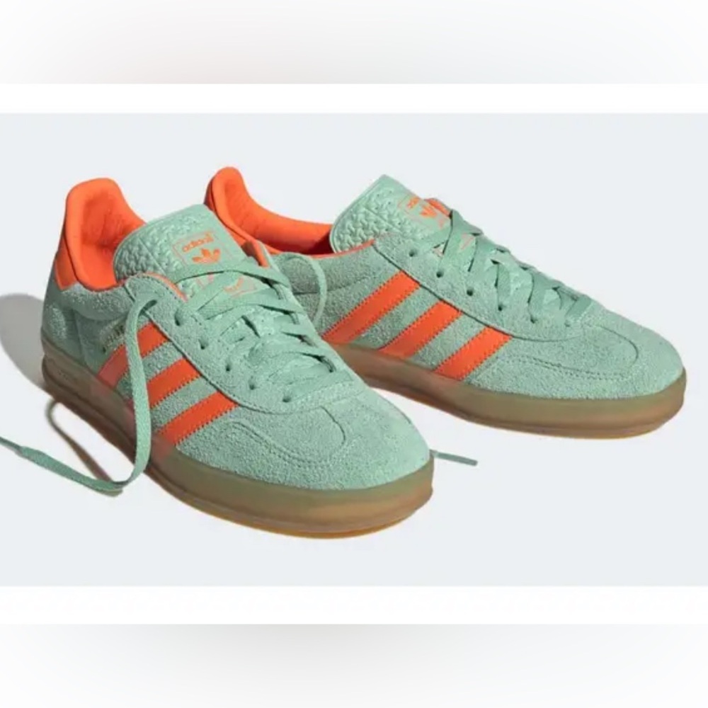 Adidas Gazelle Indoor Pulse mint green & neon orange Sneakers- Rare! EU 42
